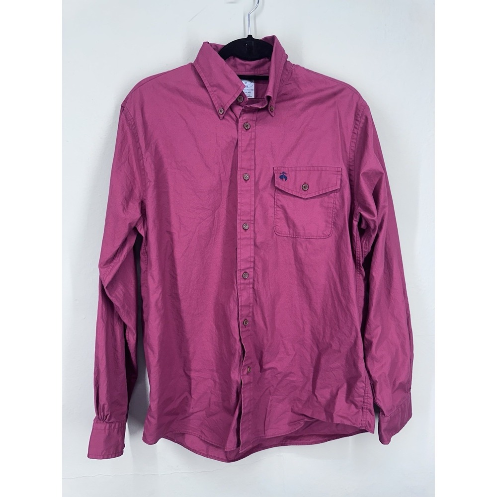Brooks‎ Brothers Regent Fit 1818 Mens Shirt MEDIUM Dark Red Button Down Solid